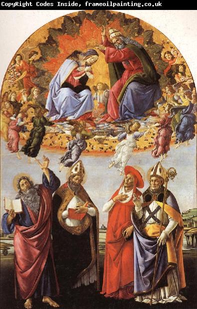 Sandro Botticelli The Coronation of the Virgin with SS.Eligius,John the Evangelist,Au-gustion,and Jerome